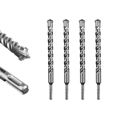 SALI SDS Plus Rotary Hammer Drill Bit  Concrete Drill Bit Kit Cross-Type Double Thread Carbide Material Suitable for Concrete, Brick, Cement Walls, Stone, Hammer Drill Bits for Concrete