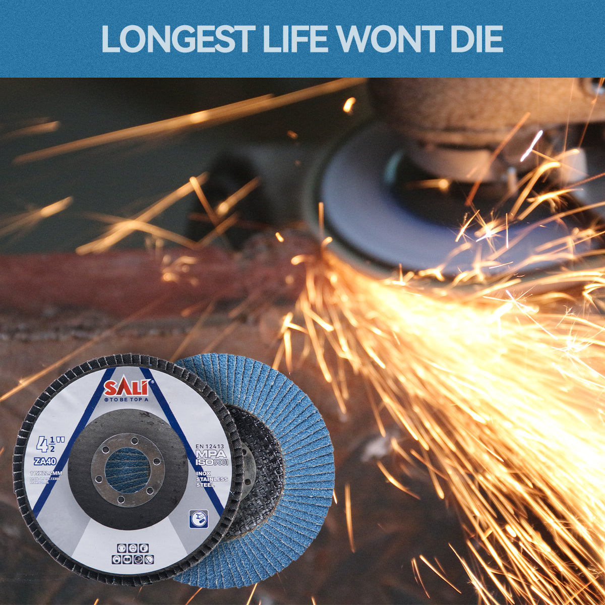 SALI 4.5 Inch Zirconia Flap Disc, Type 29 Angle Grinder Sanding Disc with 7/8" Arbor Hole, Abrasive Grinding Wheel for Metal, Steel and Stainless Steel Grinding, Multiple Grits Available