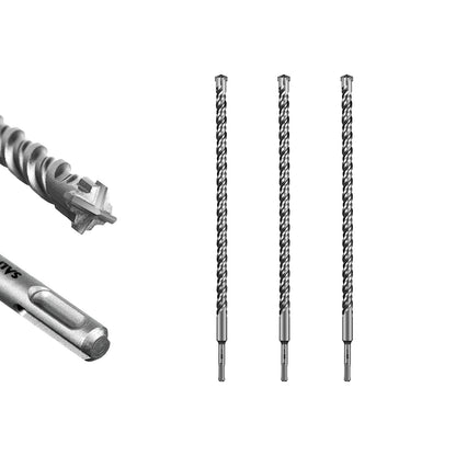 SALI SDS Plus Rotary Hammer Drill Bit  Concrete Drill Bit Kit Cross-Type Double Thread Carbide Material Suitable for Concrete, Brick, Cement Walls, Stone, Hammer Drill Bits for Concrete