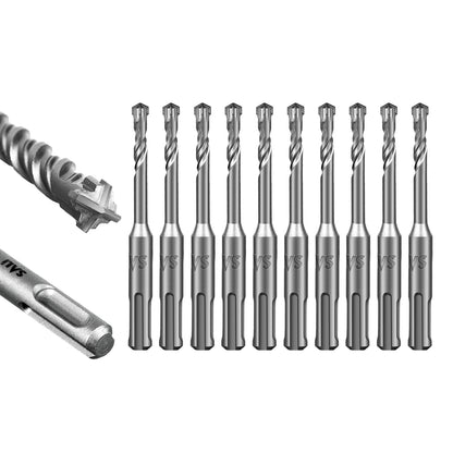 SALI SDS Plus Rotary Hammer Drill Bit  Concrete Drill Bit Kit Cross-Type Double Thread Carbide Material Suitable for Concrete, Brick, Cement Walls, Stone, Hammer Drill Bits for Concrete
