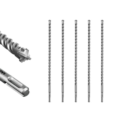 SALI SDS Plus Rotary Hammer Drill Bit  Concrete Drill Bit Kit Cross-Type Double Thread Carbide Material Suitable for Concrete, Brick, Cement Walls, Stone, Hammer Drill Bits for Concrete