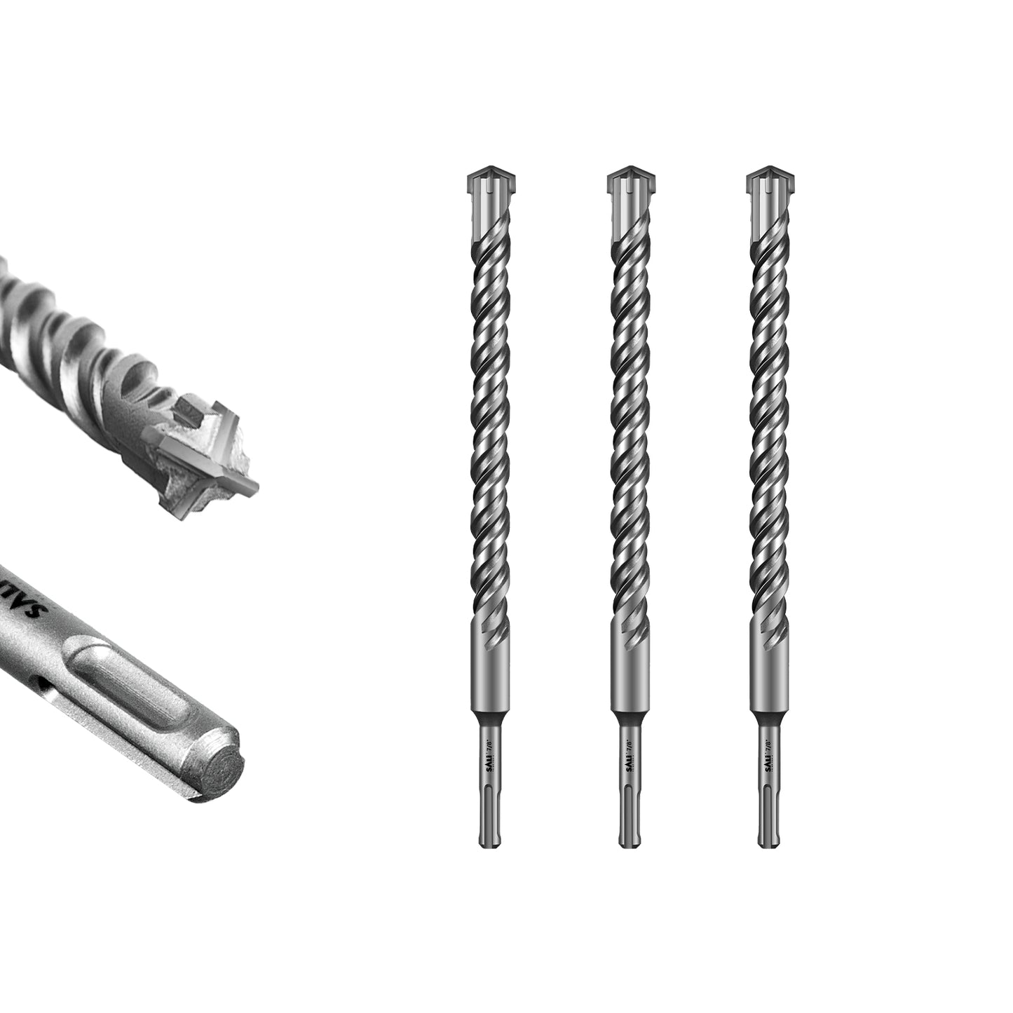 SALI SDS Plus Rotary Hammer Drill Bit  Concrete Drill Bit Kit Cross-Type Double Thread Carbide Material Suitable for Concrete, Brick, Cement Walls, Stone, Hammer Drill Bits for Concrete
