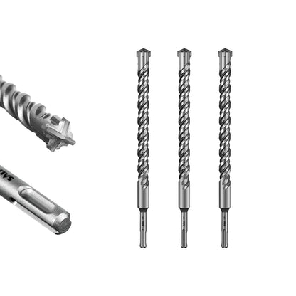 SALI SDS Plus Rotary Hammer Drill Bit  Concrete Drill Bit Kit Cross-Type Double Thread Carbide Material Suitable for Concrete, Brick, Cement Walls, Stone, Hammer Drill Bits for Concrete