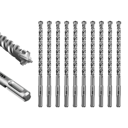 SALI SDS Plus Rotary Hammer Drill Bit  Concrete Drill Bit Kit Cross-Type Double Thread Carbide Material Suitable for Concrete, Brick, Cement Walls, Stone, Hammer Drill Bits for Concrete