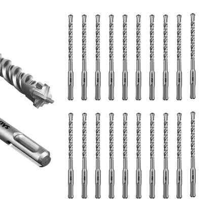 SALI SDS Plus Rotary Hammer Drill Bit  Concrete Drill Bit Kit Cross-Type Double Thread Carbide Material Suitable for Concrete, Brick, Cement Walls, Stone, Hammer Drill Bits for Concrete