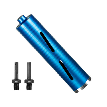 SALI Diamond Core Drill Bits  Diameter 10"/254mm Drilling Depth 5/8-11" Thread Core Bit Turbo Laser-Welded Segments for Cured Concrete with, Brick, Block, Masonry, with Two Adapters