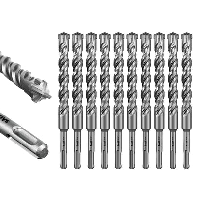 SALI SDS Plus Rotary Hammer Drill Bit  Concrete Drill Bit Kit Cross-Type Double Thread Carbide Material Suitable for Concrete, Brick, Cement Walls, Stone, Hammer Drill Bits for Concrete