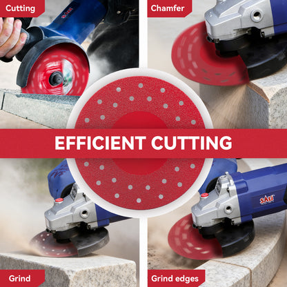 SALI 4-1/2 Inch Premium Continuous Rim Diamond Saw Blade with Cooling Holes, Wet & Dry Cutting for Porcelain Tile, Ceramic, Glass and Marble