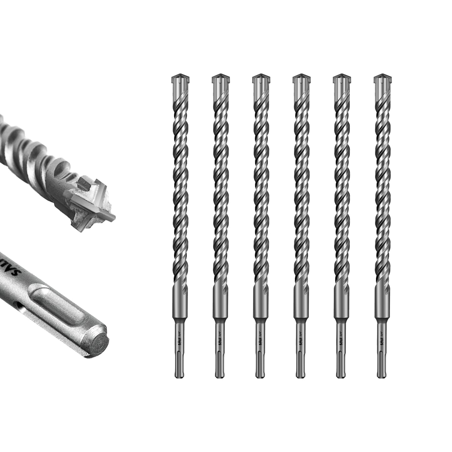 SALI SDS Plus Rotary Hammer Drill Bit  Concrete Drill Bit Kit Cross-Type Double Thread Carbide Material Suitable for Concrete, Brick, Cement Walls, Stone, Hammer Drill Bits for Concrete