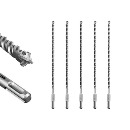 SALI SDS Plus Rotary Hammer Drill Bit  Concrete Drill Bit Kit Cross-Type Double Thread Carbide Material Suitable for Concrete, Brick, Cement Walls, Stone, Hammer Drill Bits for Concrete