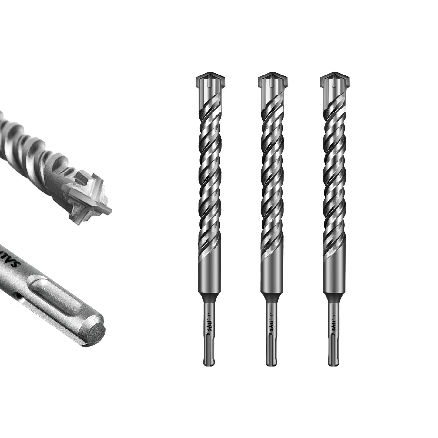 SALI SDS Plus Rotary Hammer Drill Bit  Concrete Drill Bit Kit Cross-Type Double Thread Carbide Material Suitable for Concrete, Brick, Cement Walls, Stone, Hammer Drill Bits for Concrete