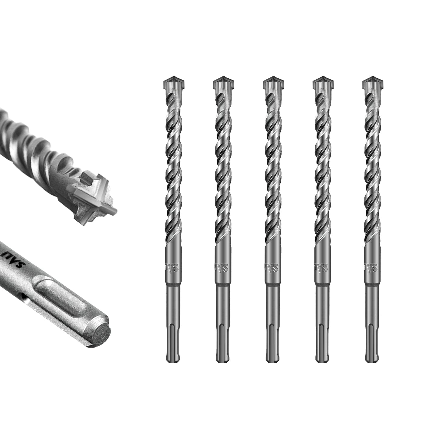 SALI SDS Plus Rotary Hammer Drill Bit  Concrete Drill Bit Kit Cross-Type Double Thread Carbide Material Suitable for Concrete, Brick, Cement Walls, Stone, Hammer Drill Bits for Concrete