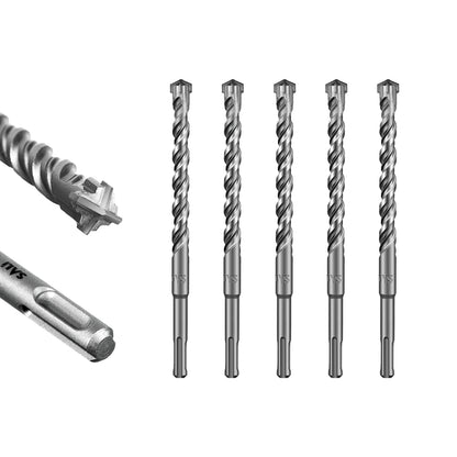 SALI SDS Plus Rotary Hammer Drill Bit  Concrete Drill Bit Kit Cross-Type Double Thread Carbide Material Suitable for Concrete, Brick, Cement Walls, Stone, Hammer Drill Bits for Concrete