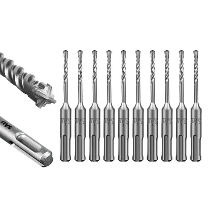 SALI SDS Plus Rotary Hammer Drill Bit  Concrete Drill Bit Kit Cross-Type Double Thread Carbide Material Suitable for Concrete, Brick, Cement Walls, Stone, Hammer Drill Bits for Concrete