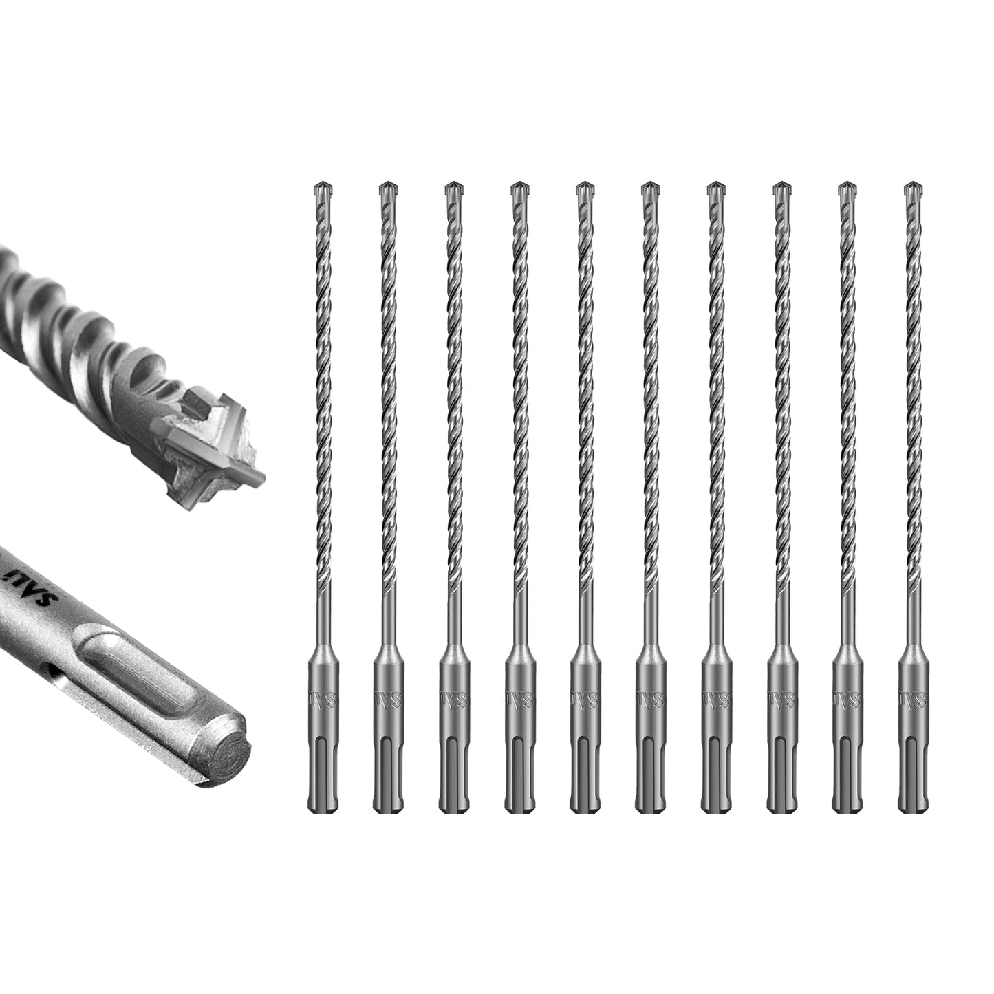 SALI SDS Plus Rotary Hammer Drill Bit  Concrete Drill Bit Kit Cross-Type Double Thread Carbide Material Suitable for Concrete, Brick, Cement Walls, Stone, Hammer Drill Bits for Concrete
