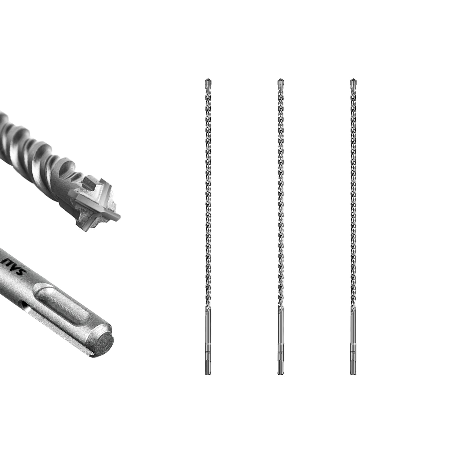 SALI SDS Plus Rotary Hammer Drill Bit  Concrete Drill Bit Kit Cross-Type Double Thread Carbide Material Suitable for Concrete, Brick, Cement Walls, Stone, Hammer Drill Bits for Concrete
