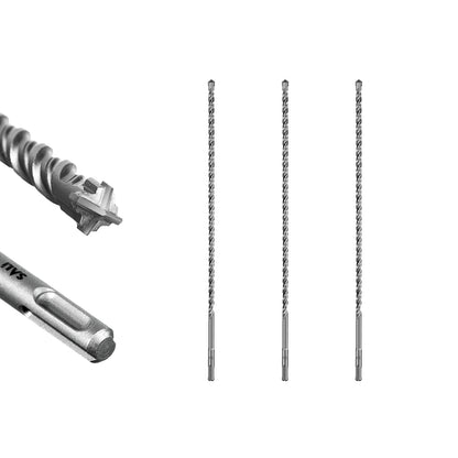 SALI SDS Plus Rotary Hammer Drill Bit  Concrete Drill Bit Kit Cross-Type Double Thread Carbide Material Suitable for Concrete, Brick, Cement Walls, Stone, Hammer Drill Bits for Concrete