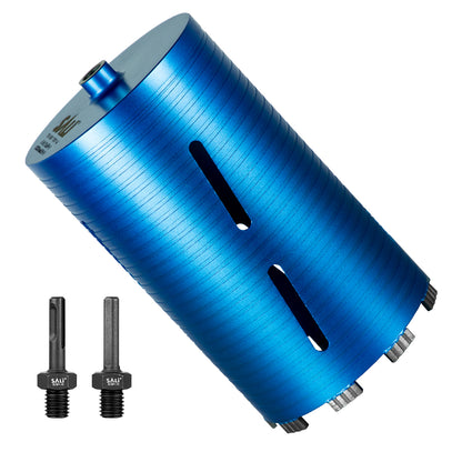 SALI Diamond Core Drill Bits  Diameter 10"/254mm Drilling Depth 5/8-11" Thread Core Bit Turbo Laser-Welded Segments for Cured Concrete with, Brick, Block, Masonry, with Two Adapters
