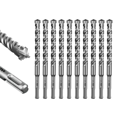 SALI SDS Plus Rotary Hammer Drill Bit  Concrete Drill Bit Kit Cross-Type Double Thread Carbide Material Suitable for Concrete, Brick, Cement Walls, Stone, Hammer Drill Bits for Concrete