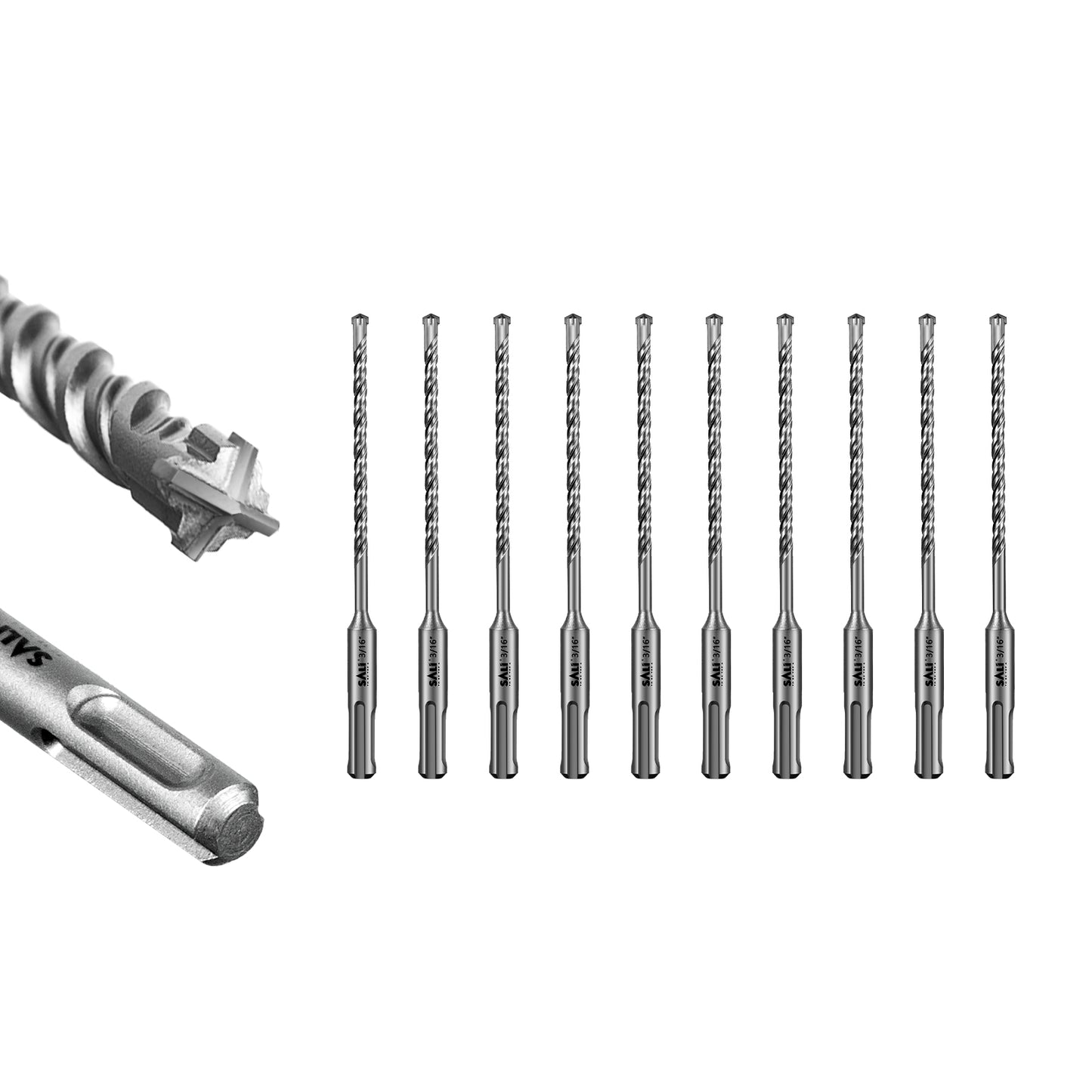 SALI SDS Plus Rotary Hammer Drill Bit  Concrete Drill Bit Kit Cross-Type Double Thread Carbide Material Suitable for Concrete, Brick, Cement Walls, Stone, Hammer Drill Bits for Concrete