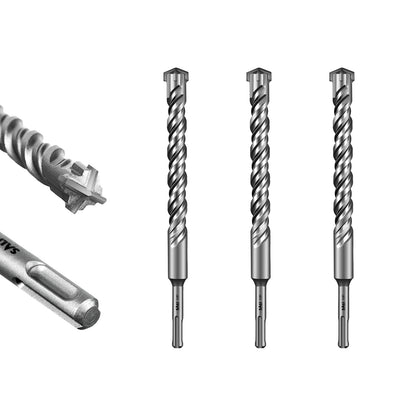 SALI SDS Plus Rotary Hammer Drill Bit  Concrete Drill Bit Kit Cross-Type Double Thread Carbide Material Suitable for Concrete, Brick, Cement Walls, Stone, Hammer Drill Bits for Concrete