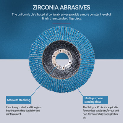 SALI 4.5 Inch Zirconia Flap Disc, Type 29 Angle Grinder Sanding Disc with 7/8" Arbor Hole, Abrasive Grinding Wheel for Metal, Steel and Stainless Steel Grinding, Multiple Grits Available