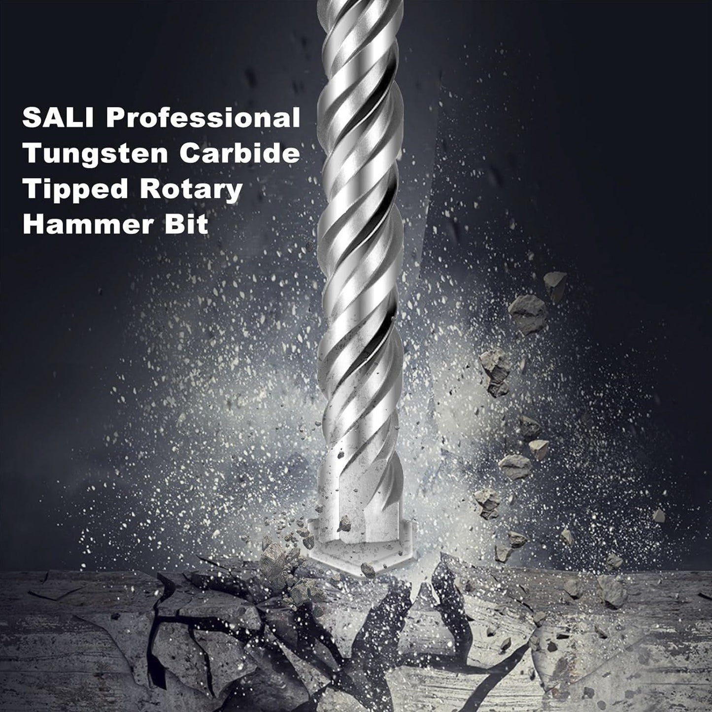 SALI 10PCS SDS Plus Rotary Hammer Drill Bit Set, Carbide Tipped Concrete Drill Bits for Brick, Block, Stone and Masonry, Heavy Duty Hammer Drill Accessories with Storage Case