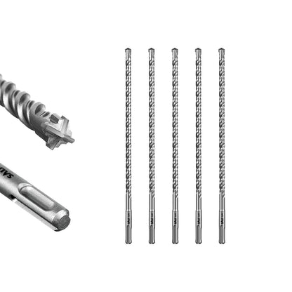 SALI SDS Plus Rotary Hammer Drill Bit  Concrete Drill Bit Kit Cross-Type Double Thread Carbide Material Suitable for Concrete, Brick, Cement Walls, Stone, Hammer Drill Bits for Concrete