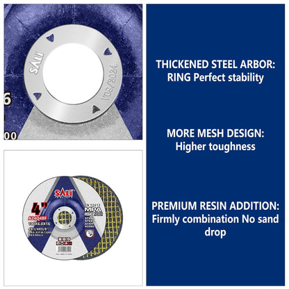 SALI 4 Inch Grinding Wheels for General Purpose Metal & Stainless Steel, Aluminum Oxide Grinding Disc for Angle Grinder, Depressed Center 4" * 1/4" * 5/8"(100 * 6.0 * 16 mm)