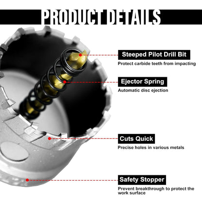 SALI 1" (26mm) TCT Hole Saw Kit Tungsten Carbide Tipped Hole Saw Drill Bit with Titanium-Plated Pilot Drill bit for Metal, Stainless Steel, Iron, Wood, Plastic