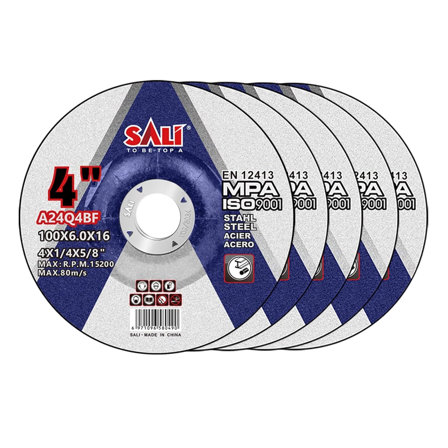 SALI 4 Inch Grinding Wheels for General Purpose Metal & Stainless Steel, Aluminum Oxide Grinding Disc for Angle Grinder, Depressed Center 4" * 1/4" * 5/8"(100 * 6.0 * 16 mm)