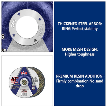 SALI 5 Pack 4-1/2 Inch Grinding Wheels for General Purpose Metal & Stainless Steel, Aluminum Oxide Grinding Disc for Angle Grinder, Depressed Center 4.5" * 1/4" * 7/8"(115 * 6.0 * 22.2 mm)