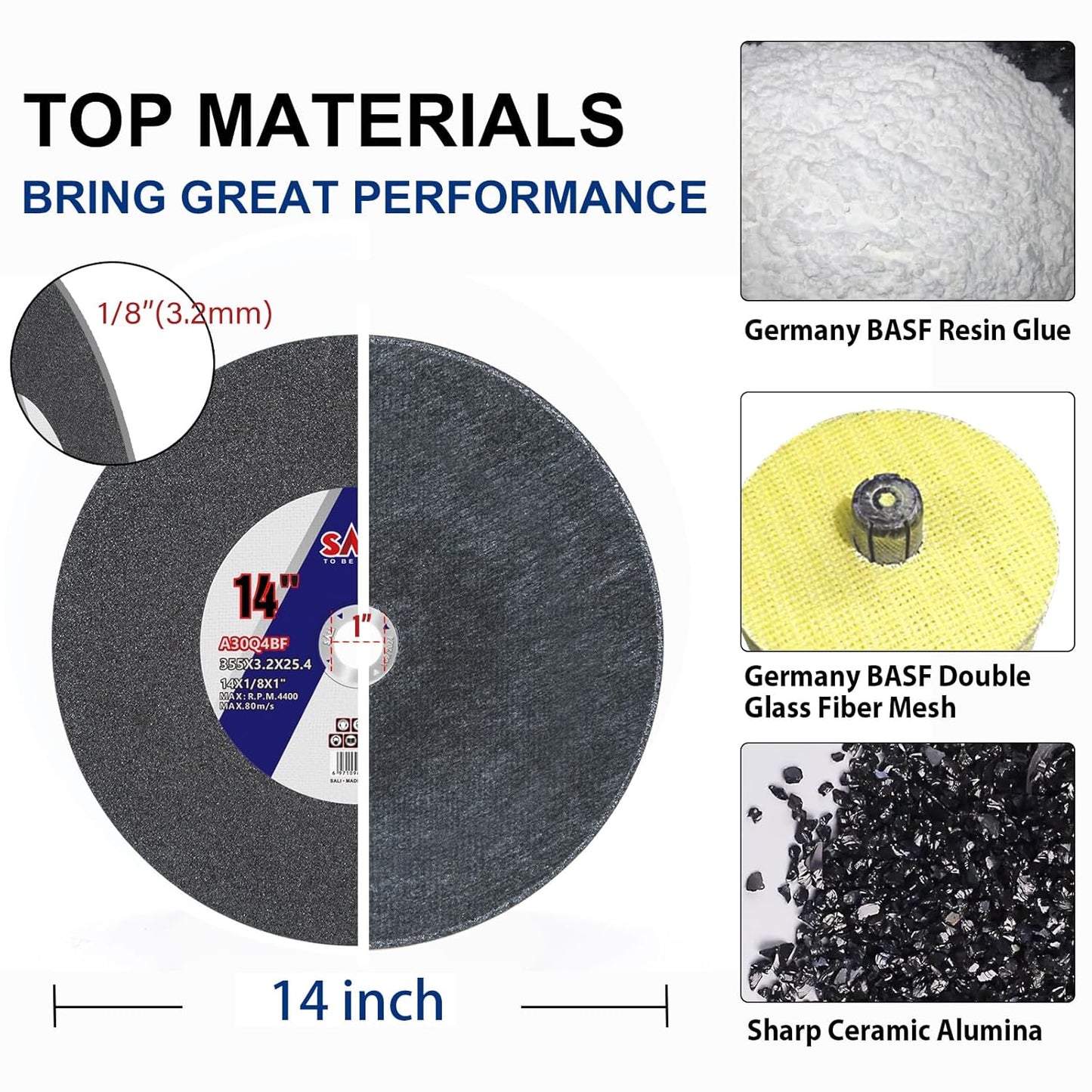 SALI Cut Off Wheels 3 Inch General Purpose Metal Cutting Wheel for 3 in Angle Grinders and Die Grinders- Cutting Disc Aggressive Cutting 3 * 1/32 * 1/4?Operating Up to 20380 RPM and 80