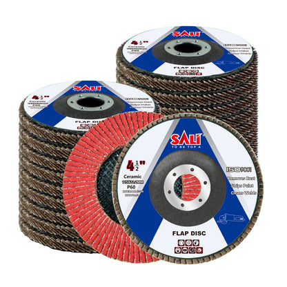 SALI 4.5 Inch Ceramic Flap Disc, Type 29 Angle Grinder Sanding Disc with 7/8" Arbor Hole, Premium Ceramic Alumina Abrasive Grinding Wheel for Metal Grinding, Stainless Steel and Weld Finishing, Multiple Grits Available