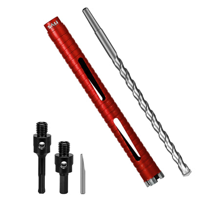 SALI Dry Diamond Core Drill Bits with Center Drill, 5/8"-11 Thread Turbo Core Bits, Laser Welded Segments for Cured Concrete, Brick and Block Masonrycrete with Brick Block Masonry with Two Adapters（Red）