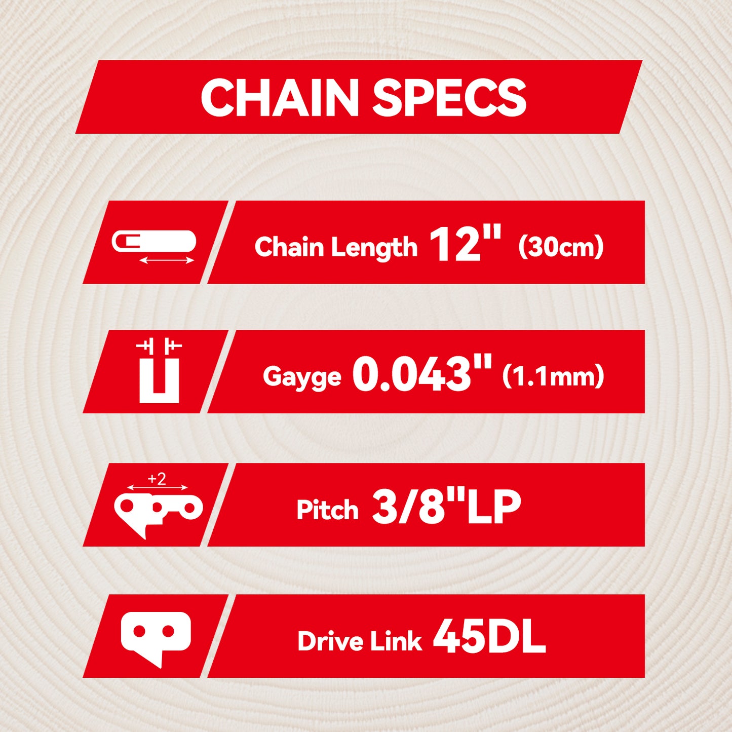 SALI 3 Pack Chainsaw Chains, Low Kickback Full Chisel Saw Chains for Gas and Electric Chainsaws, Durable Replacement Chains for Tree Cutting and Wood Cutting