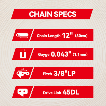 SALI 3 Pack Chainsaw Chains, Low Kickback Full Chisel Saw Chains for Gas and Electric Chainsaws, Durable Replacement Chains for Tree Cutting and Wood Cutting