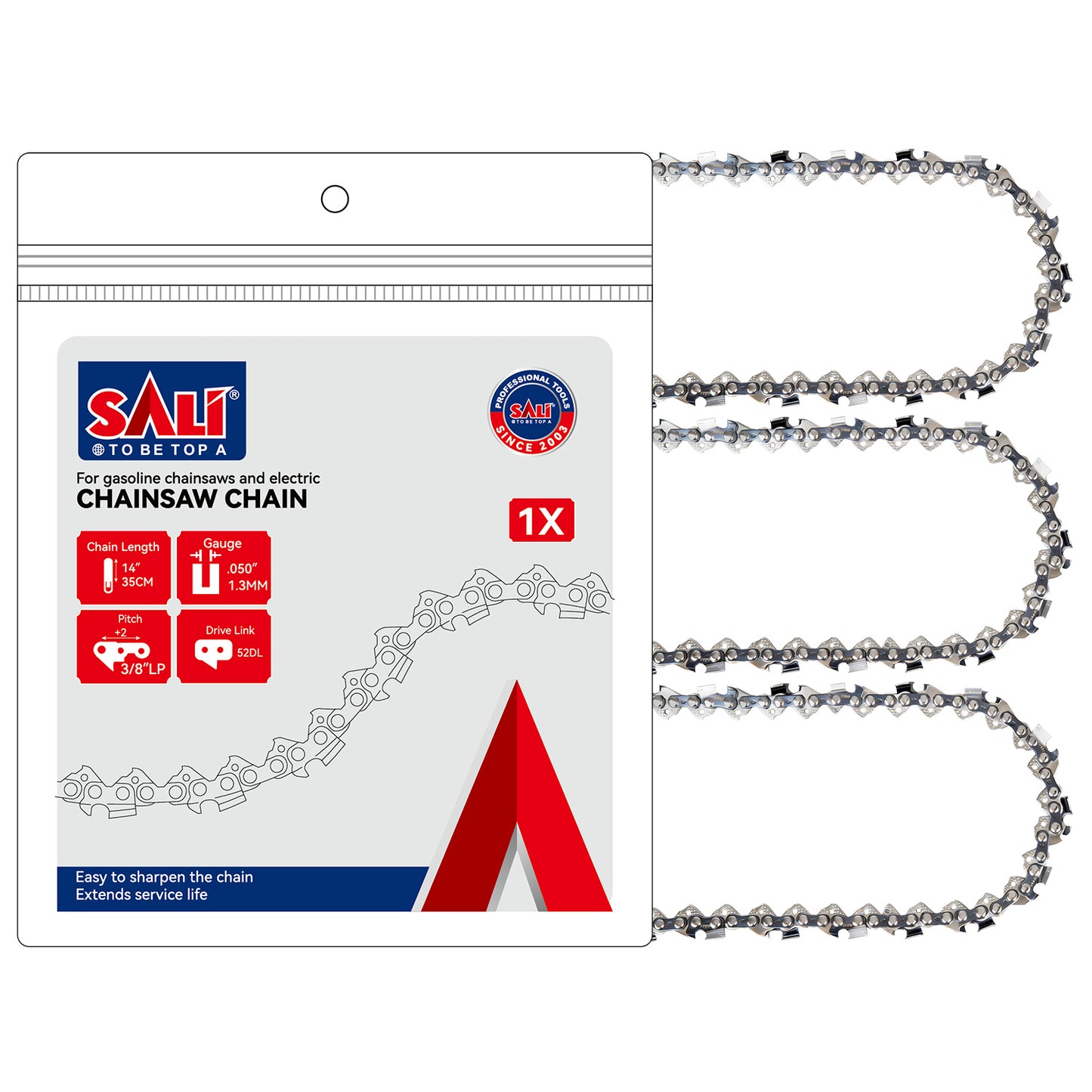 SALI 3 Pack Chainsaw Chains, Low Kickback Full Chisel Saw Chains for Gas and Electric Chainsaws, Durable Replacement Chains for Tree Cutting and Wood Cutting