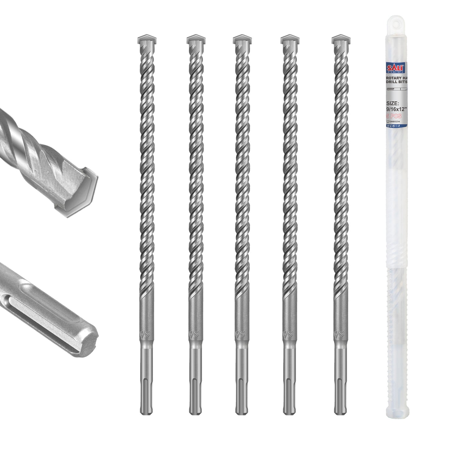 SALI SDS Plus Rotary Hammer Drill Bit, Carbide Tipped Concrete Drill Bit for Brick, Block, Stone and Masonry, Multiple Sizes Available