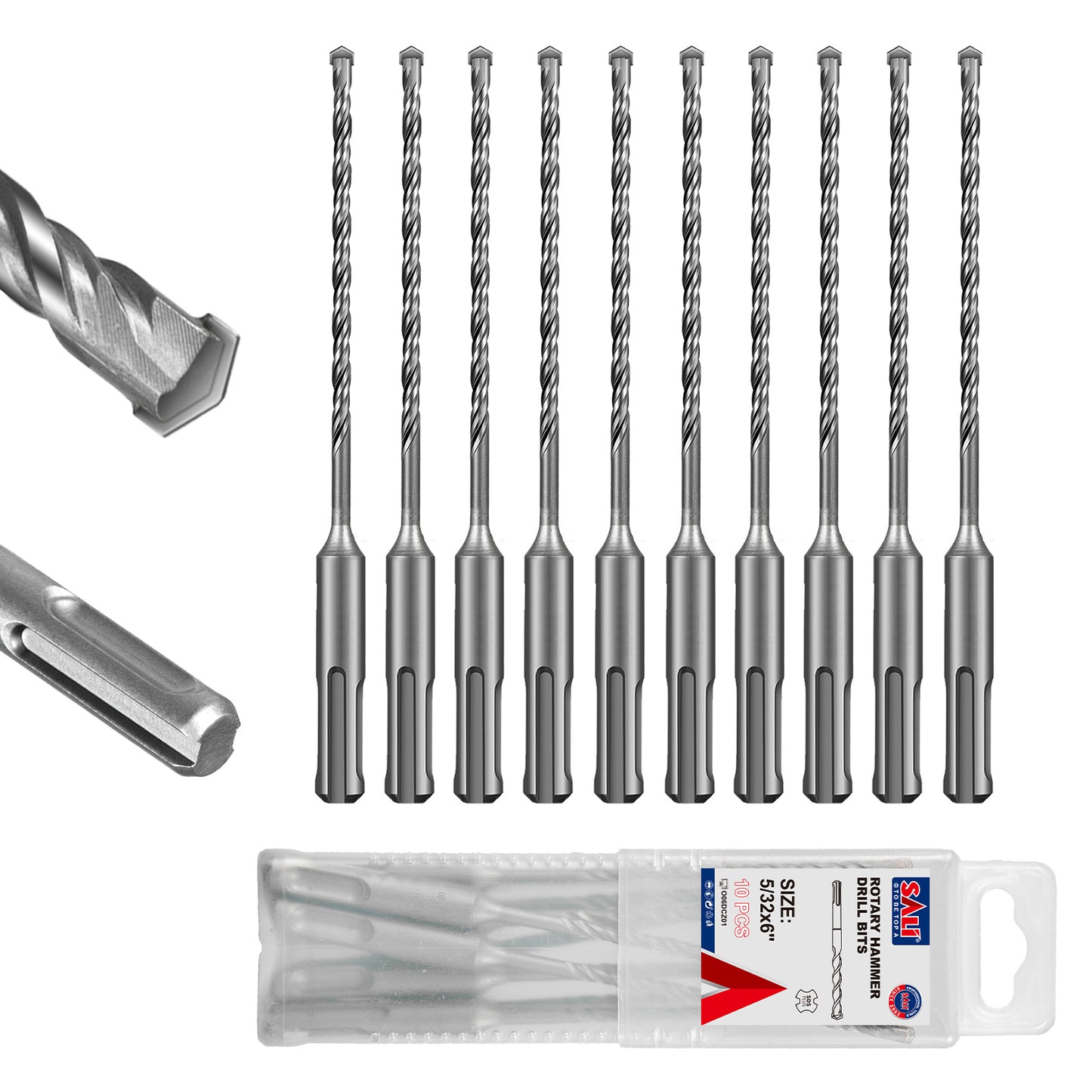 SALI SDS Plus Rotary Hammer Drill Bit, Carbide Tipped Concrete Drill Bit for Brick, Block, Stone and Masonry, Multiple Sizes Available