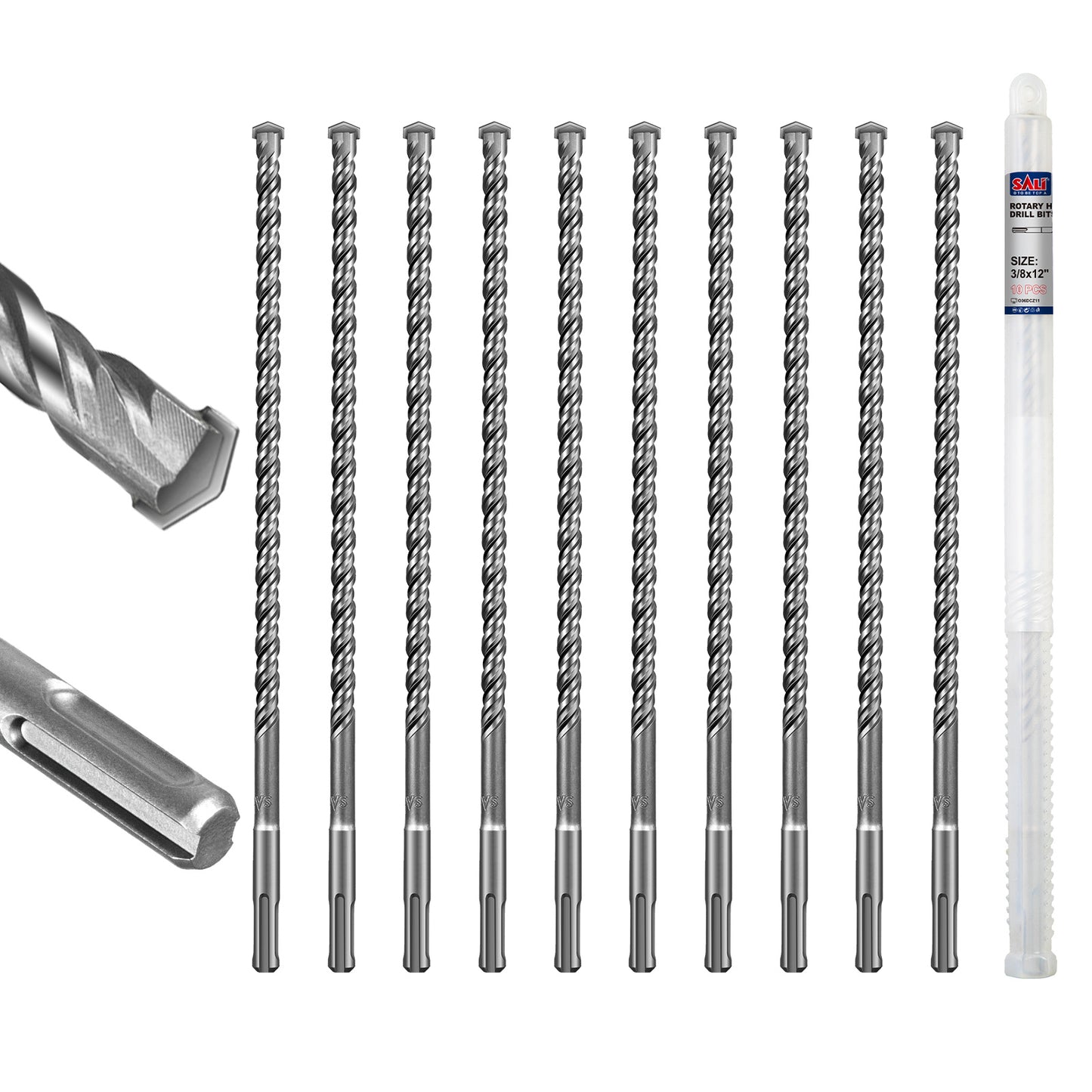 SALI SDS Plus Rotary Hammer Drill Bit, Carbide Tipped Concrete Drill Bit for Brick, Block, Stone and Masonry, Multiple Sizes Available