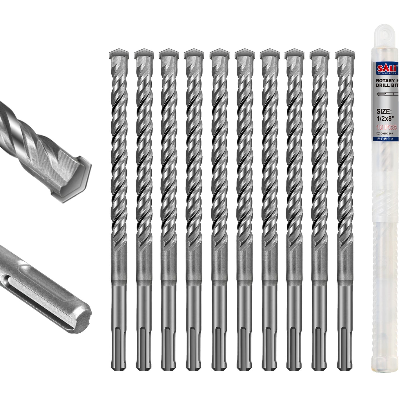 SALI SDS Plus Rotary Hammer Drill Bit, Carbide Tipped Concrete Drill Bit for Brick, Block, Stone and Masonry, Multiple Sizes Available