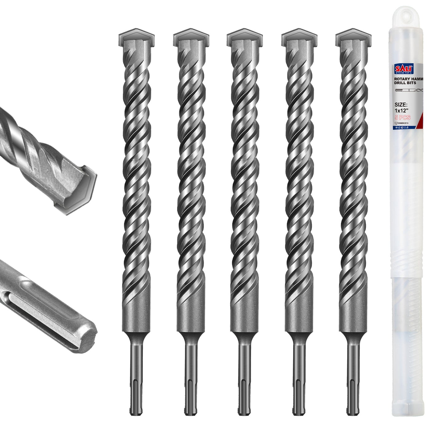 SALI SDS Plus Rotary Hammer Drill Bit, Carbide Tipped Concrete Drill Bit for Brick, Block, Stone and Masonry, Multiple Sizes Available