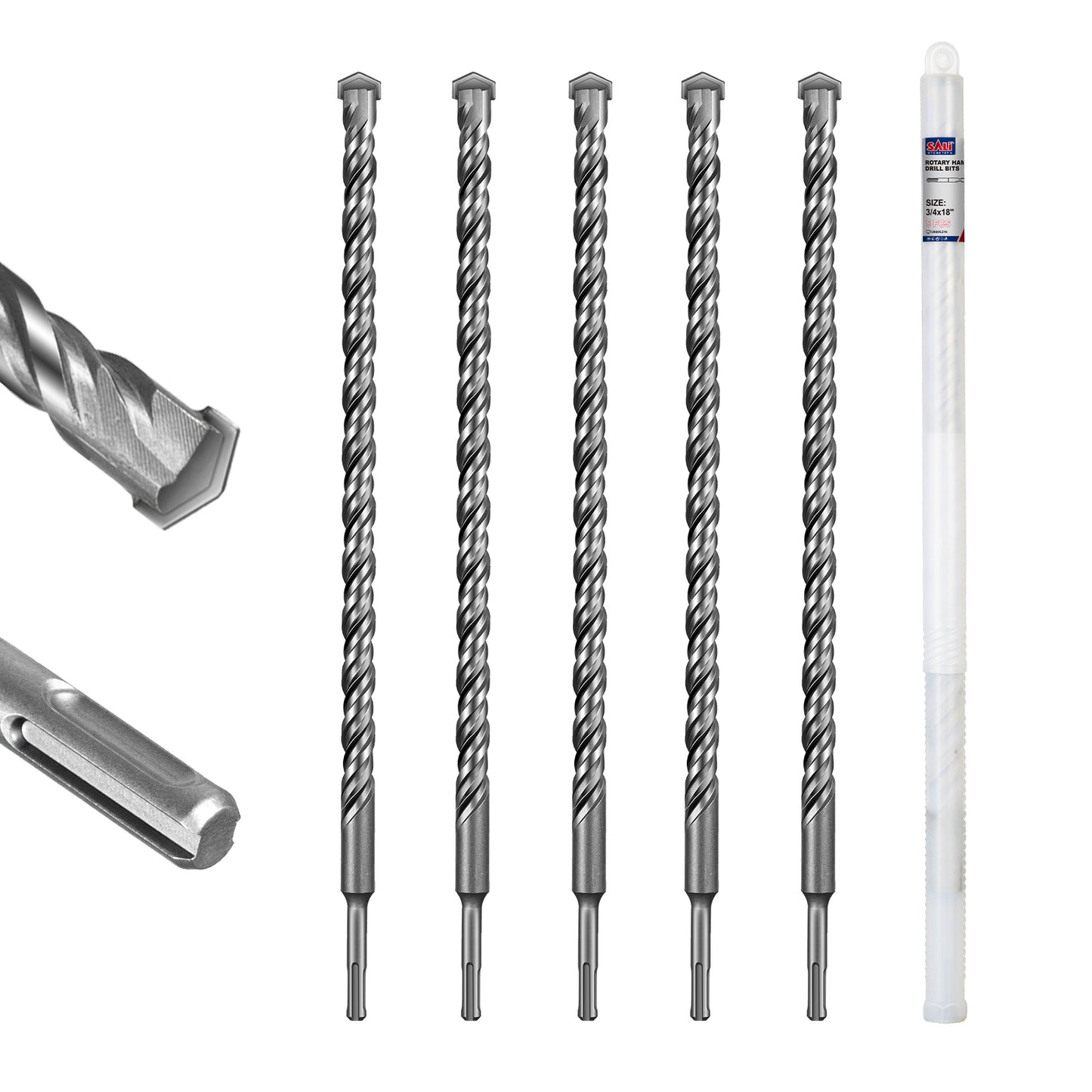 SALI SDS Plus Rotary Hammer Drill Bit, Carbide Tipped Concrete Drill Bit for Brick, Block, Stone and Masonry, Multiple Sizes Available