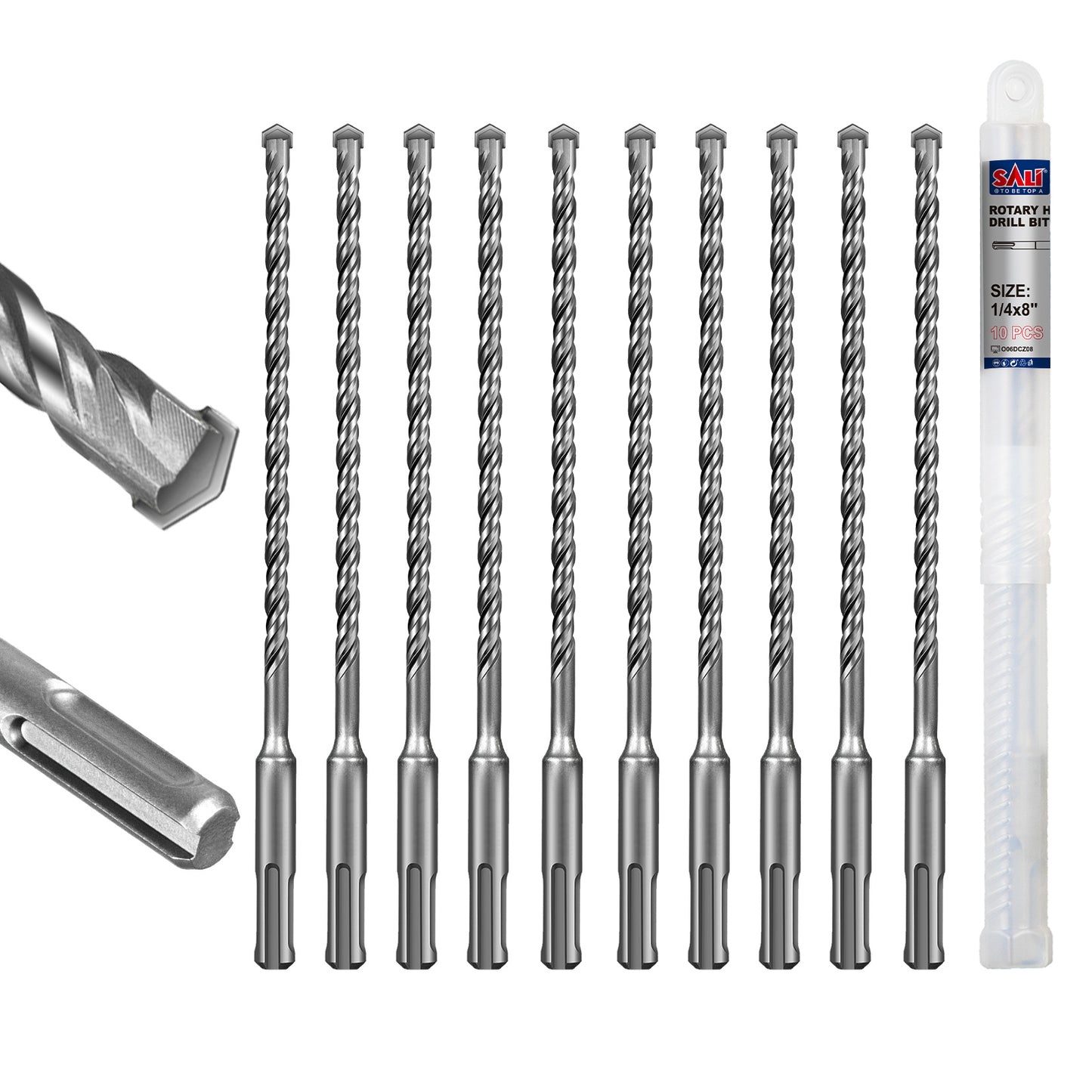 SALI SDS Plus Rotary Hammer Drill Bit, Carbide Tipped Concrete Drill Bit for Brick, Block, Stone and Masonry, Multiple Sizes Available