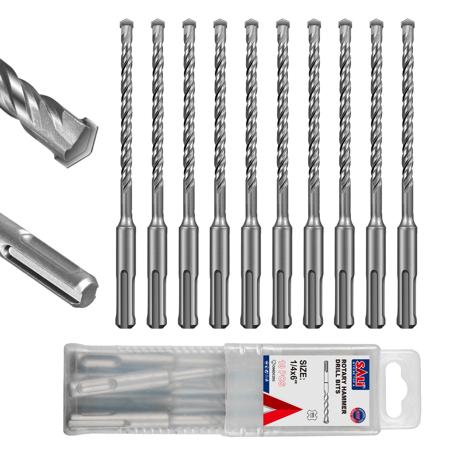 SALI SDS Plus Rotary Hammer Drill Bit, Carbide Tipped Concrete Drill Bit for Brick, Block, Stone and Masonry, Multiple Sizes Available