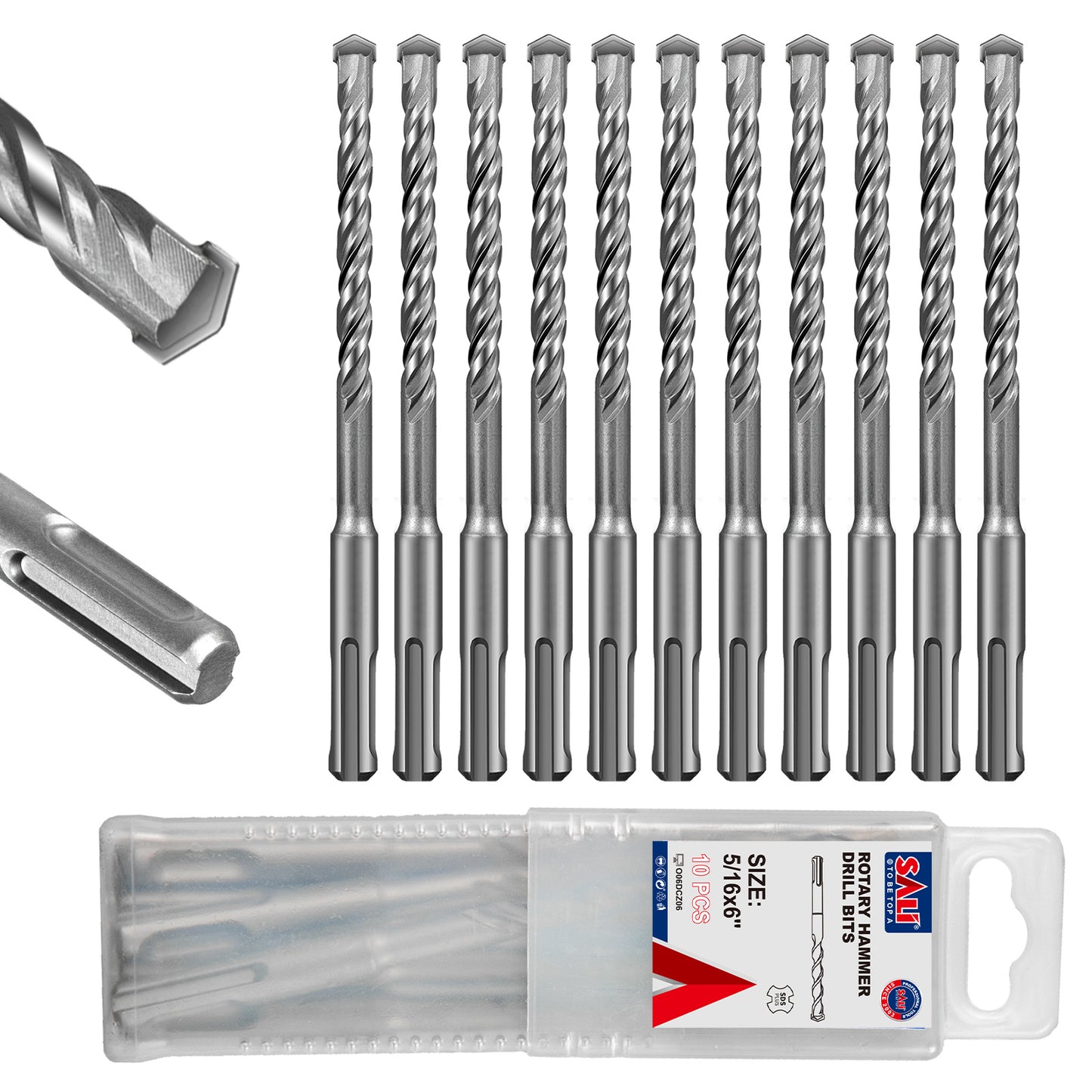 SALI SDS Plus Rotary Hammer Drill Bit, Carbide Tipped Concrete Drill Bit for Brick, Block, Stone and Masonry, Multiple Sizes Available