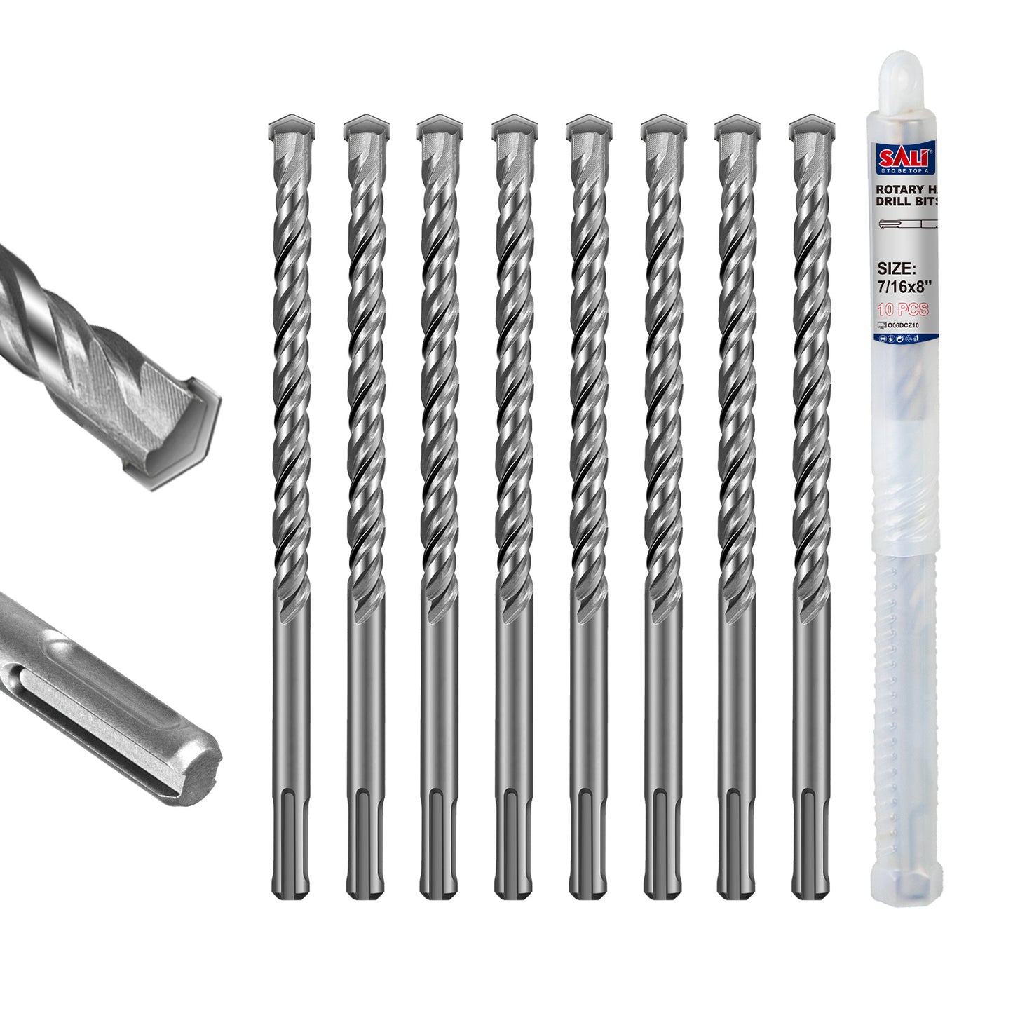 SALI SDS Plus Rotary Hammer Drill Bit, Carbide Tipped Concrete Drill Bit for Brick, Block, Stone and Masonry, Multiple Sizes Available
