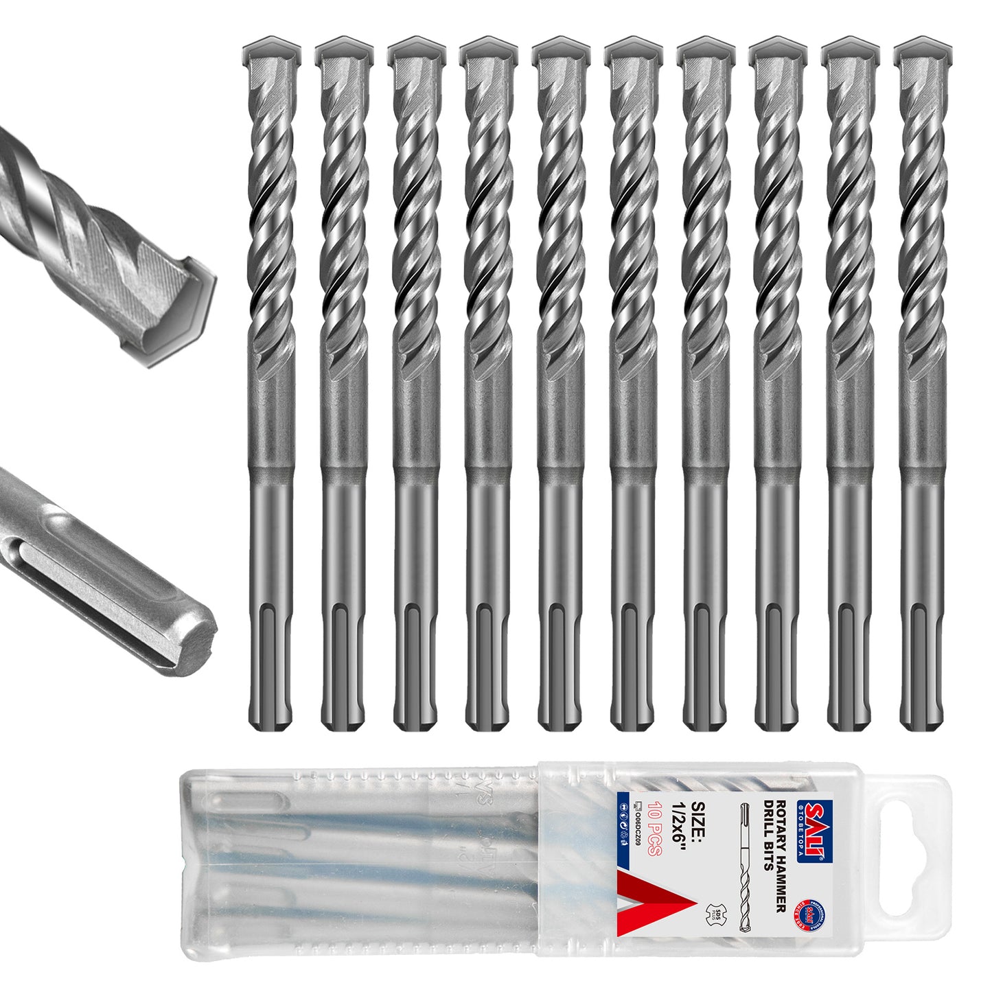 SALI SDS Plus Rotary Hammer Drill Bit, Carbide Tipped Concrete Drill Bit for Brick, Block, Stone and Masonry, Multiple Sizes Available