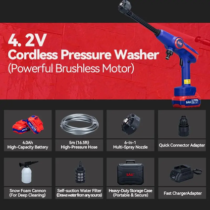 Cordless Portable Electric High Pressure Water Spray Gun Car Washer